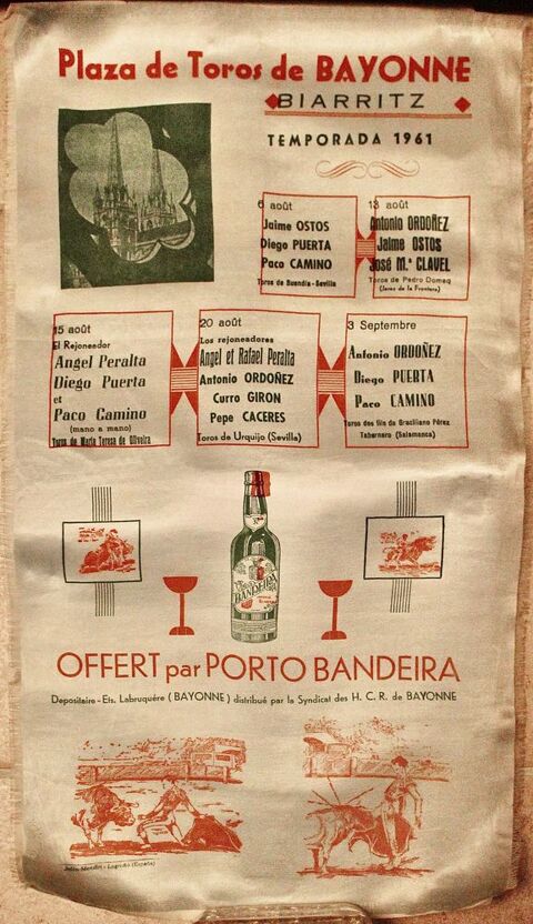AFFICHE  EN SOIE    :  TEMPORADA  BAYONNE  1961 85 Anglet (64)