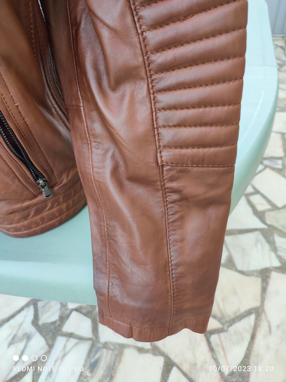 BLOUSON HOMME XXL CUIR MARRON REAL LEATHER COLLEZIONE Vtements