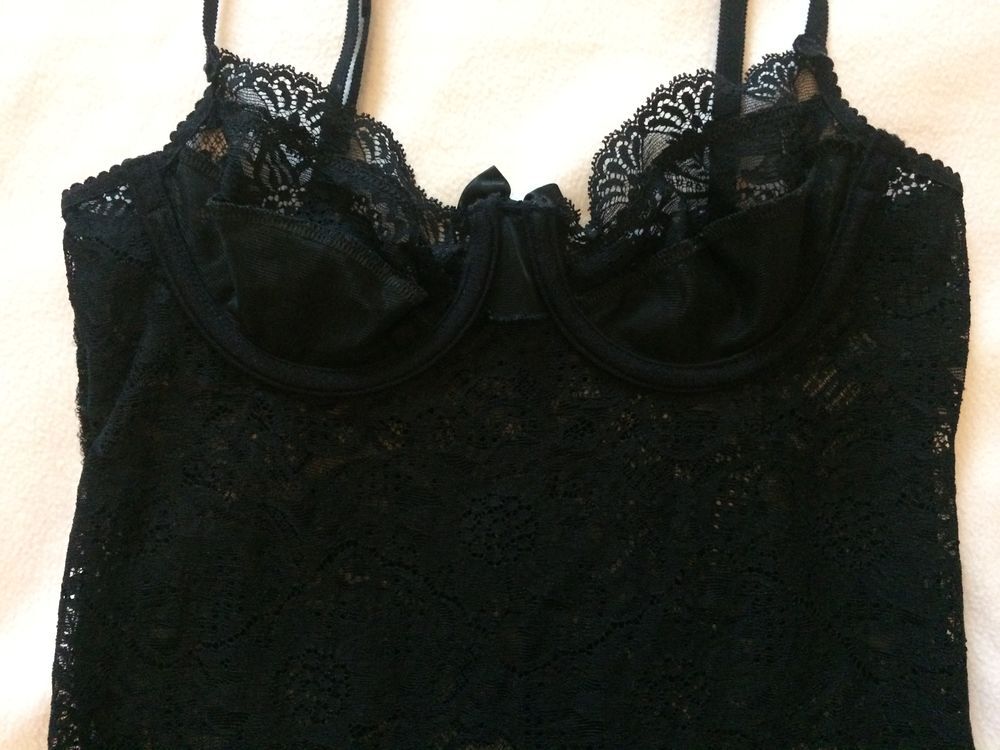Nuisette dentelle lycra noire taille s balconnets Vêtements