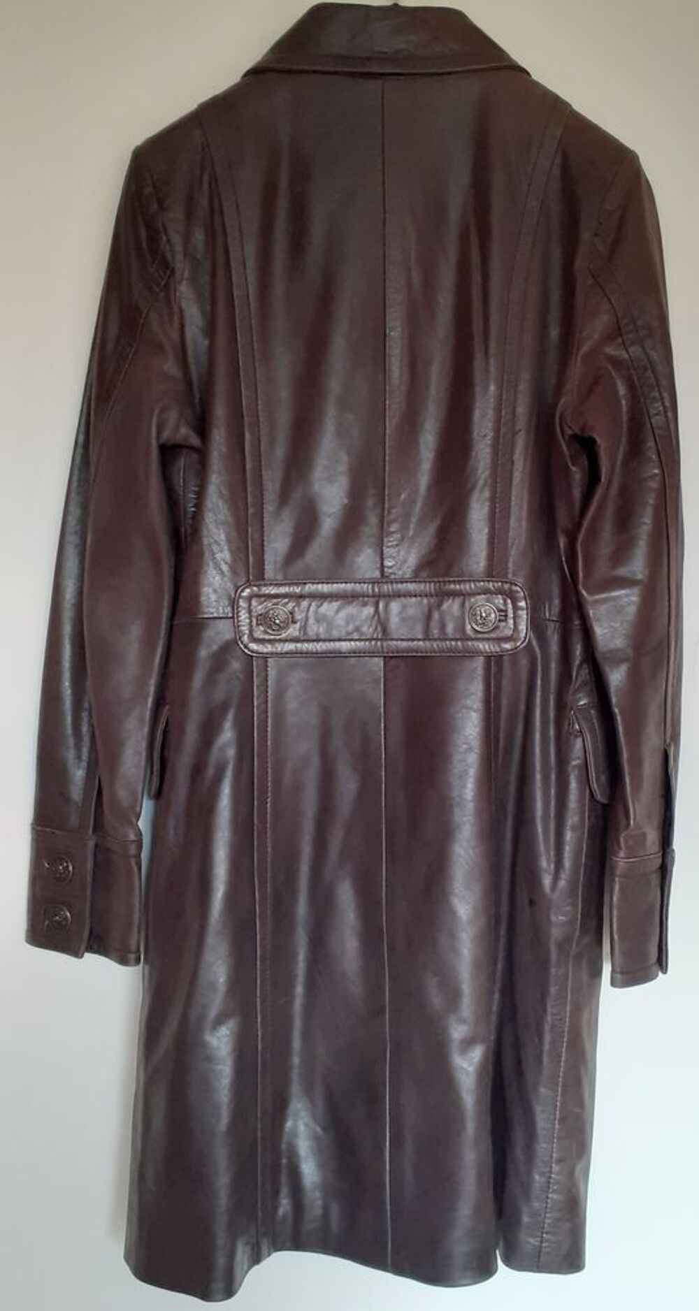 Manteau cuir Marron fonc&eacute; T36 Vêtements