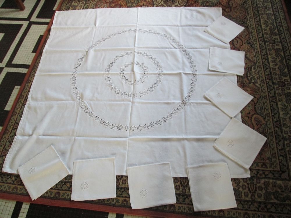 Nappe ancienne toile fil fait main 