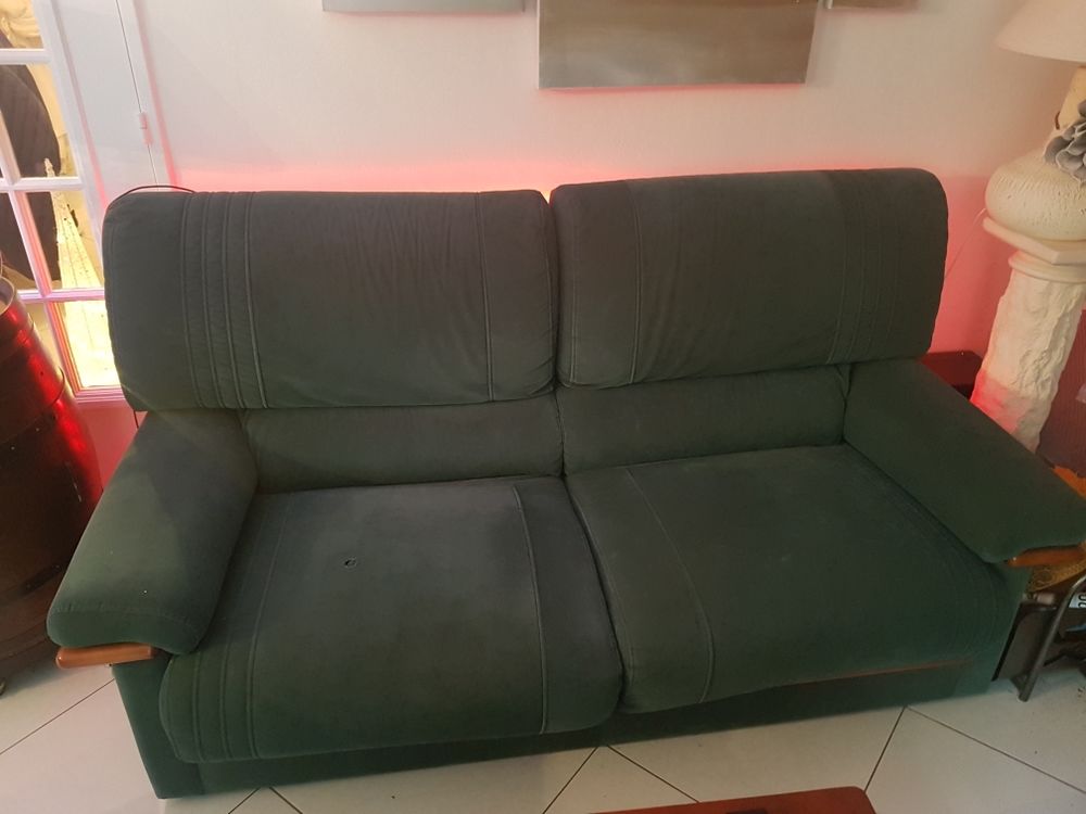 ensemble canap&eacute; fauteuil en alcantara vert Meubles