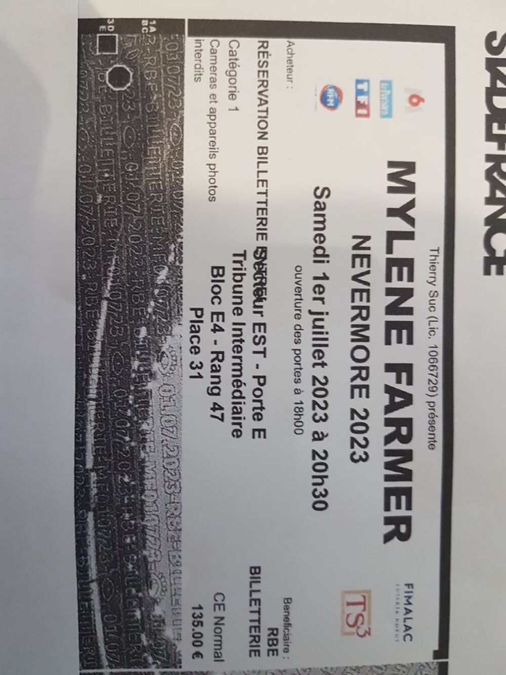 Concert Myl&egrave;ne farmer Billetterie