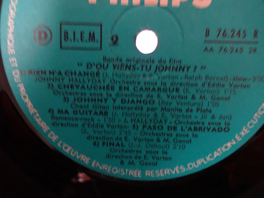 vinyle 33 tour JOHNNY HALLYDAY TEL / 0627473514 CD et vinyles