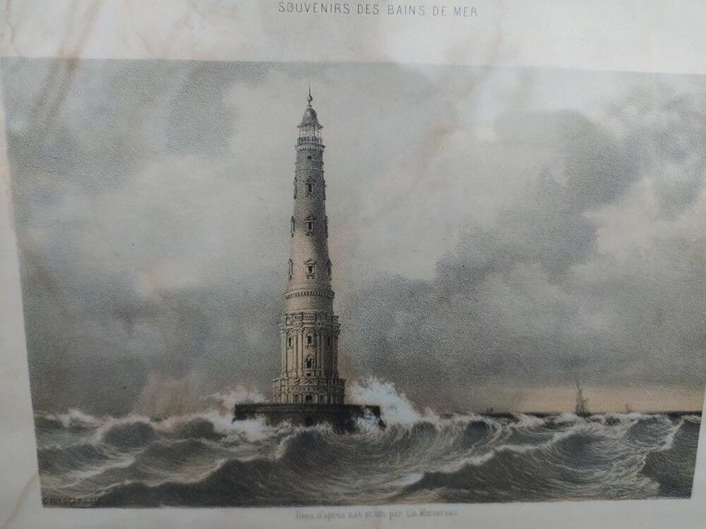 Tableau Phare de Cordouan Gironde Lithographie Mercereau 