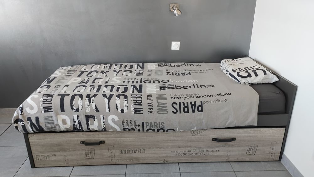 Lit Design 90x190 Enfant/Ado avec son Sommier &amp; Matelas Meubles