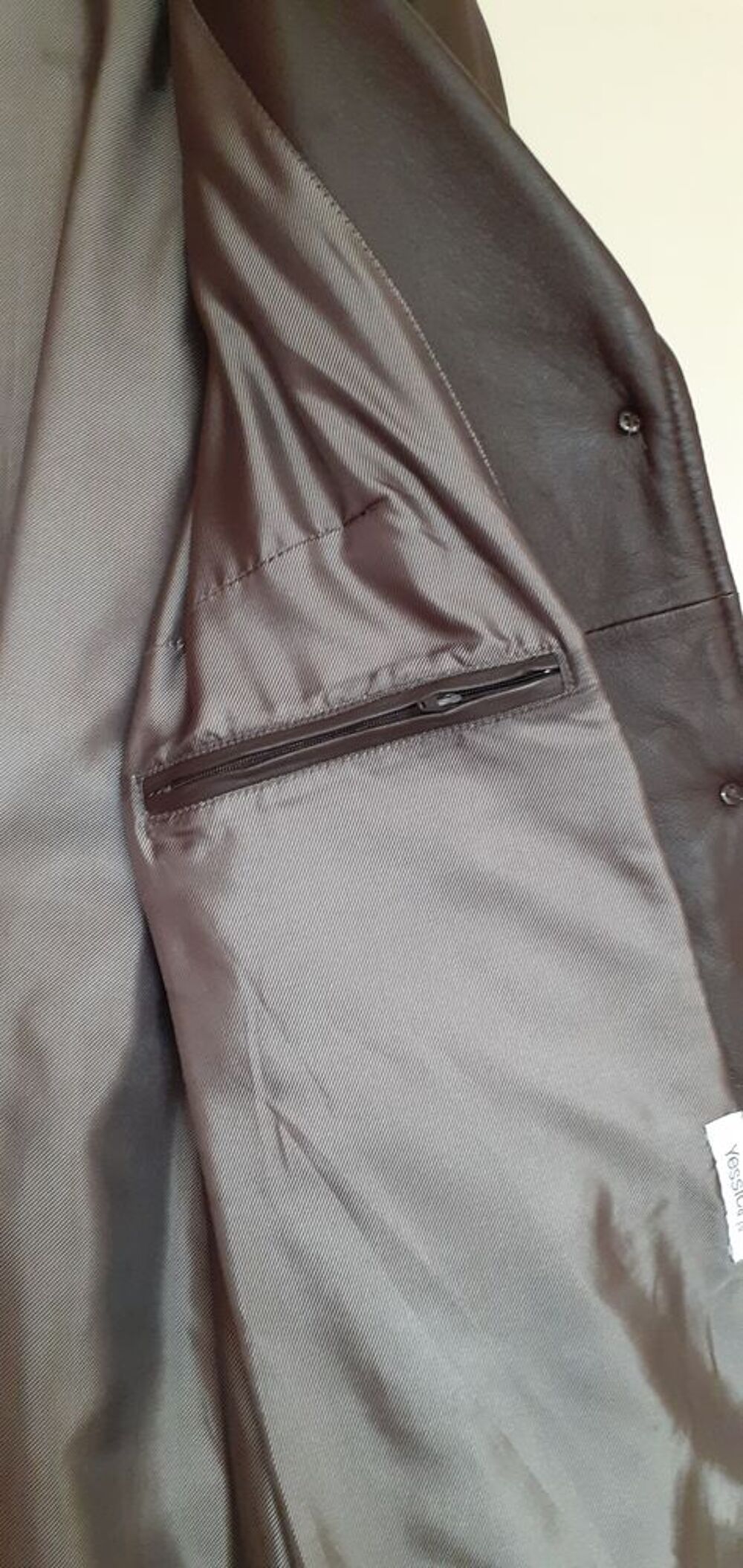 Manteau cuir Marron fonc&eacute; T38-40 Vêtements