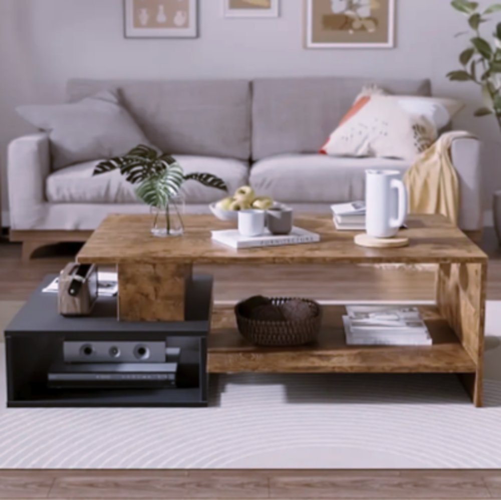 Table basse bois &amp; noir ? design contemporain et chaleur nat Meubles