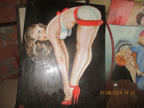 GRAND TABLEAU HUILE SUR TOILE PIN UP 0 Roanne (42)