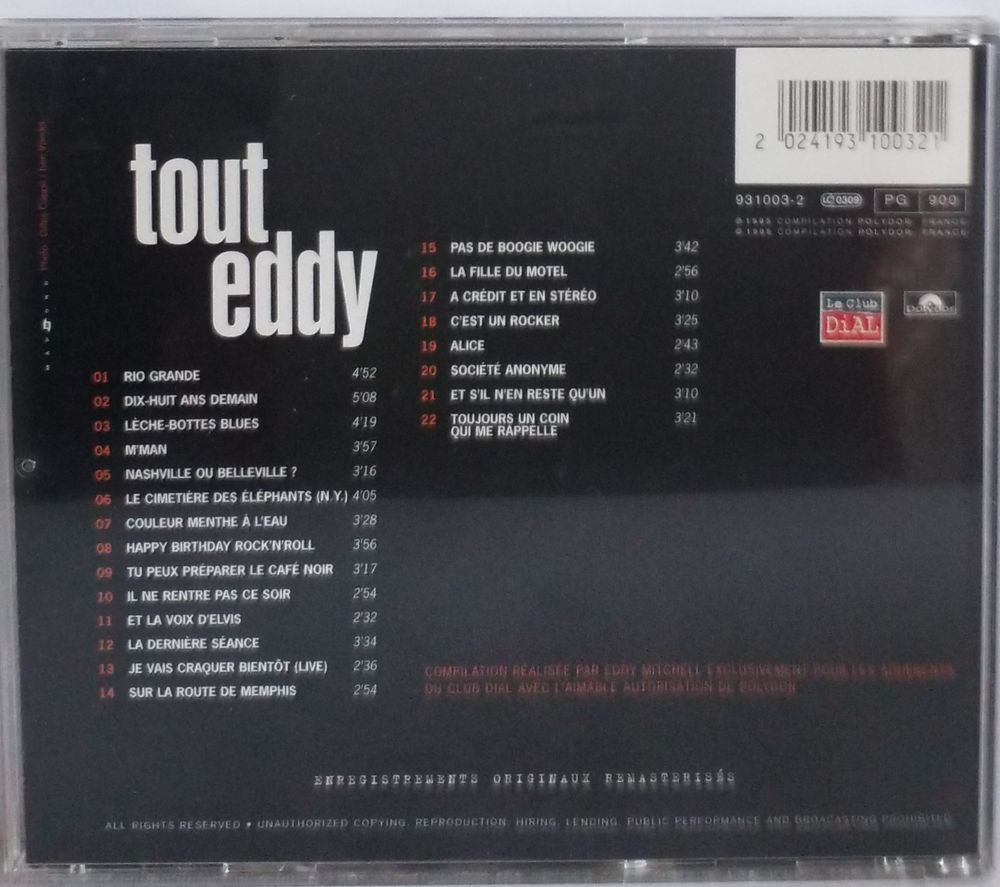 Eddy Mitchell Tout Eddy CD et vinyles