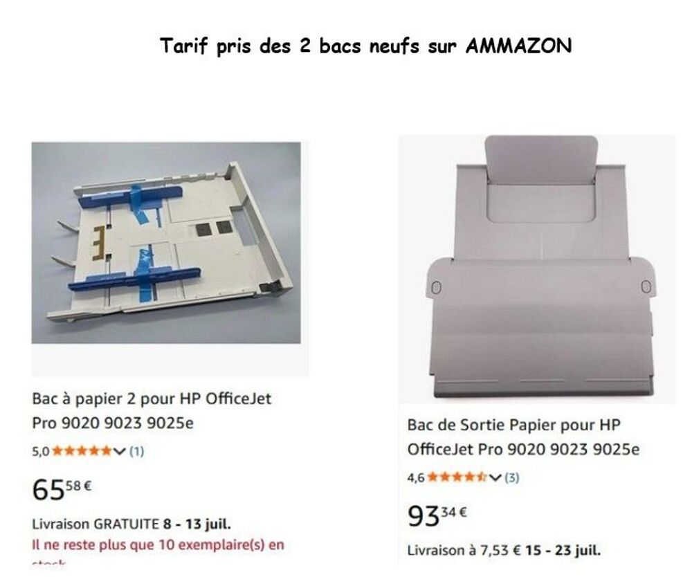 Bac &agrave; papier imprimante HP Officejet Pro 9025 Matériel informatique