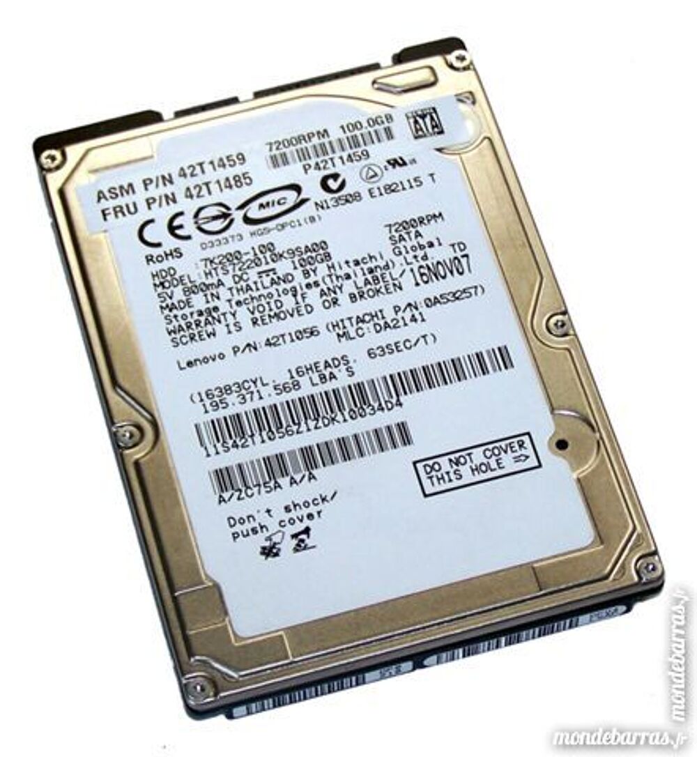 disque dur 100gb sata hitachi travelstar 7200 Matériel informatique