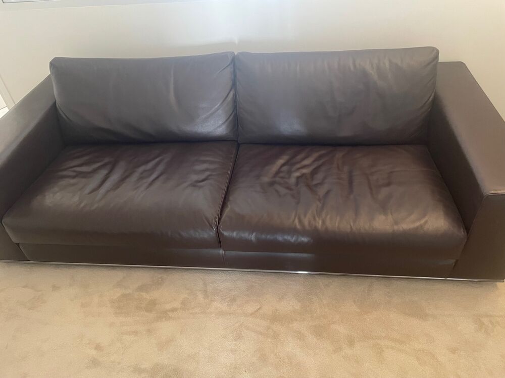 Canap&eacute; Minotti en cuir marron Meubles