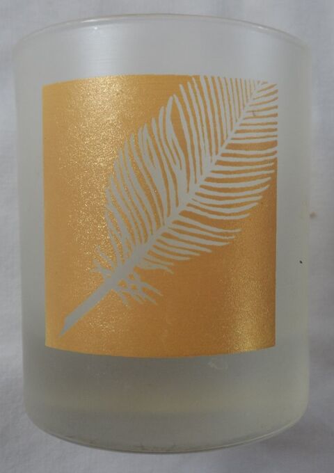 1 Verre vintage neuf d�cor de foug�re jaune sur fond opaque 5 Castries (34)