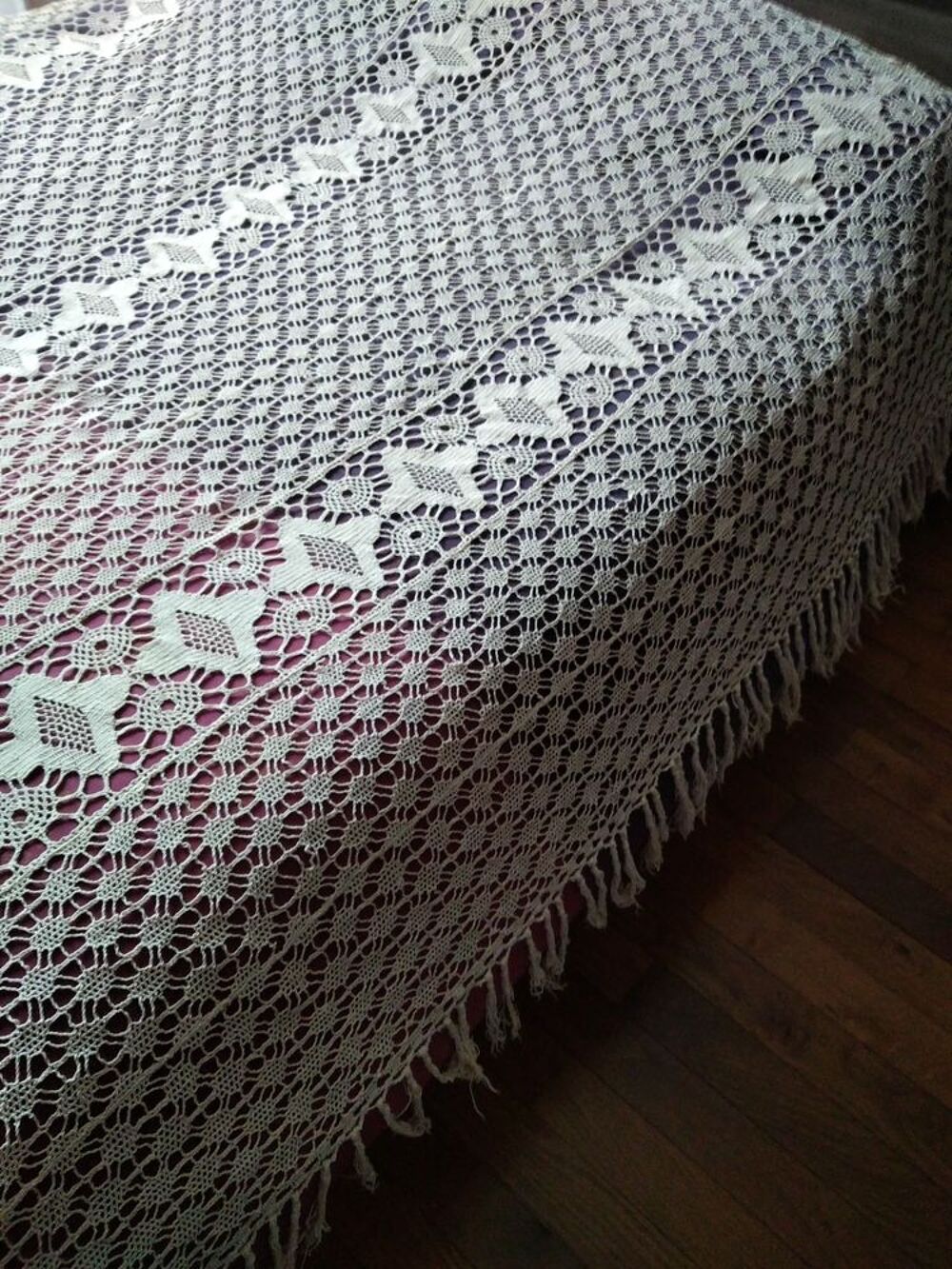 Ancien dessus de lit 1900 au crochet Décoration