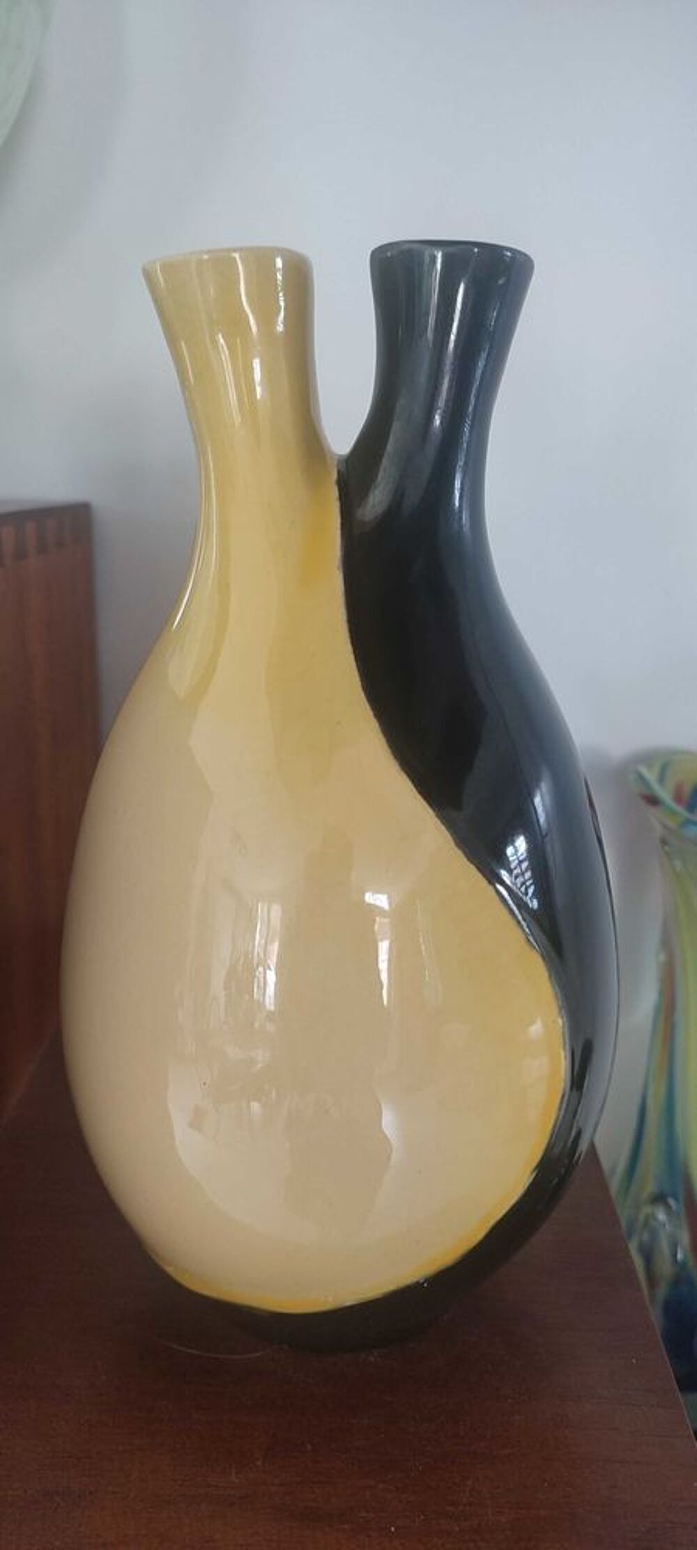 Vase &agrave; deux cols C&eacute;ramique vintage 1964. 