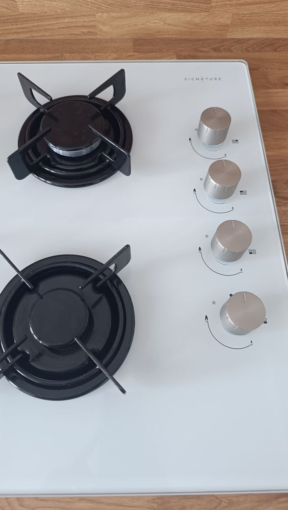 Table de cuisson gaz en verre blanc Electroménager