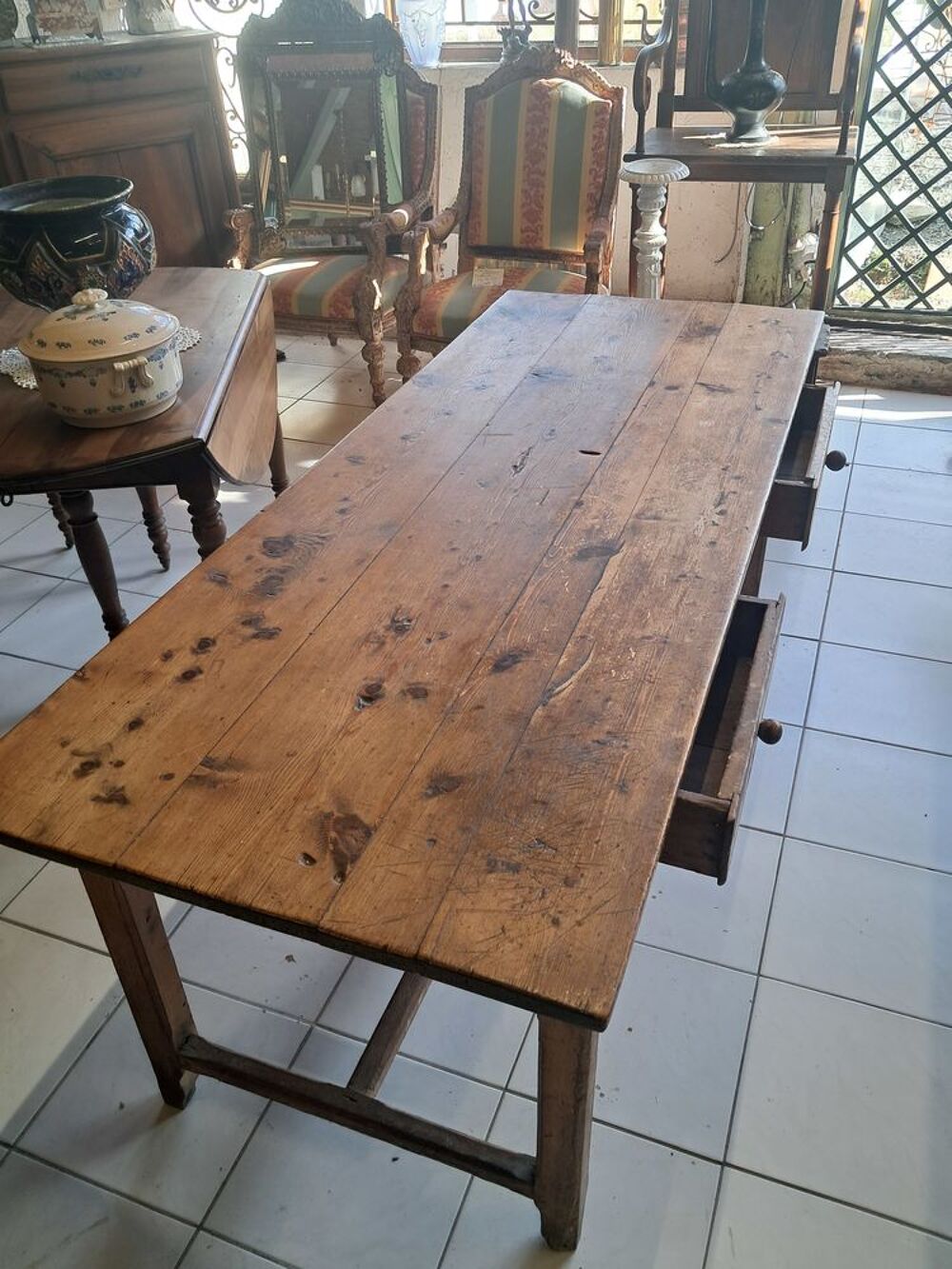 Table de ferme ancienne, en pin Meubles