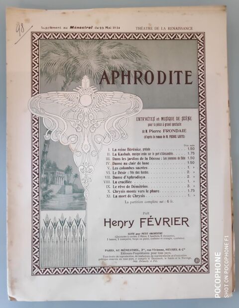 Partition de piano : Aphrodite par Henry Fvrier 20 Grand-Champ (56)