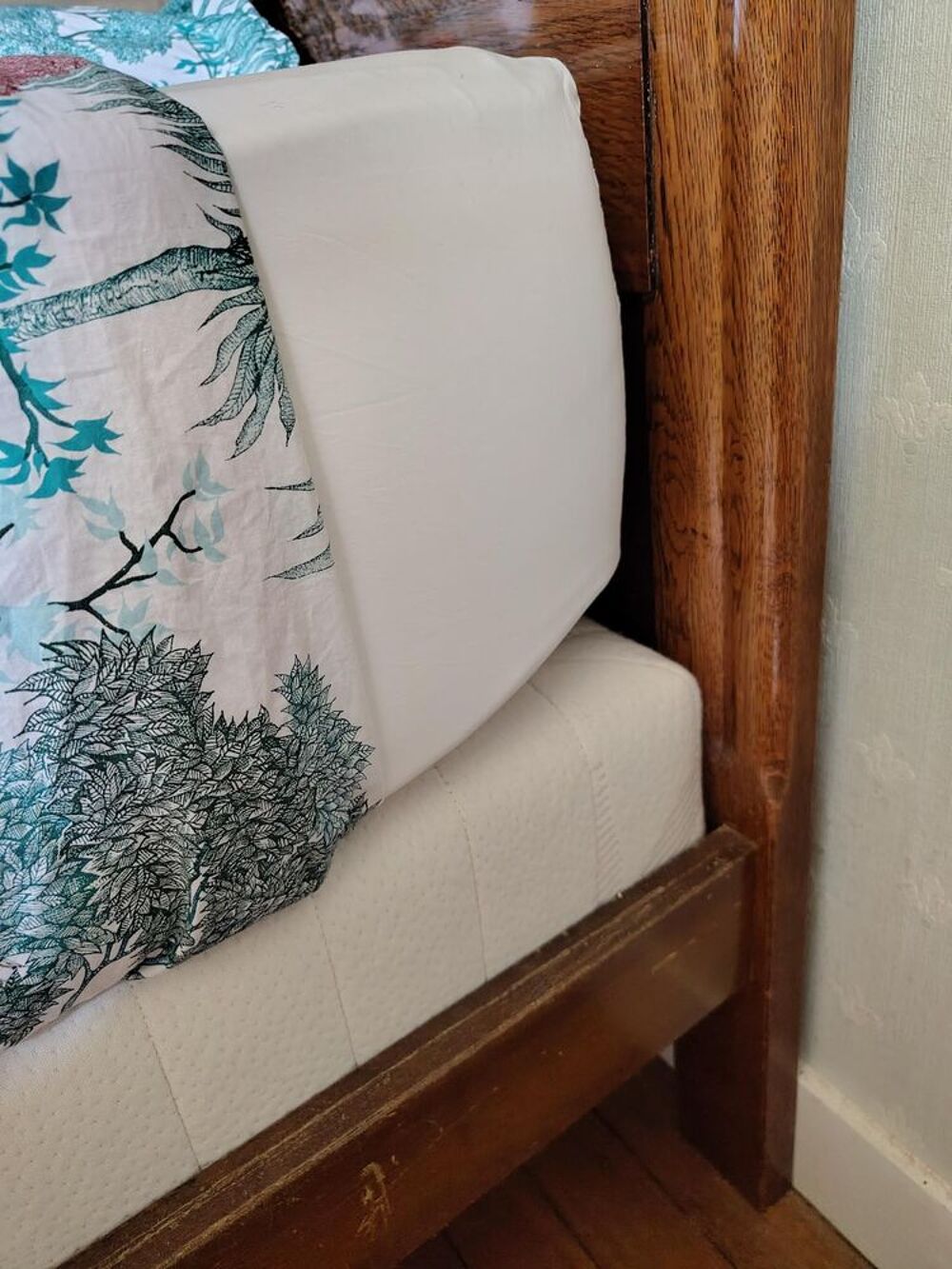 lit ancien en bois massif - Arts D&eacute;co - Avec sommier Meubles