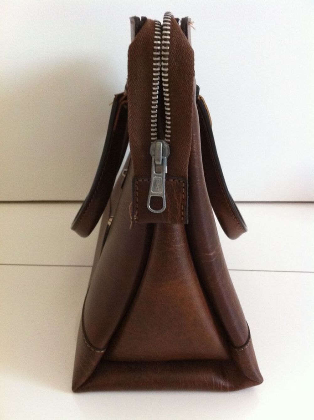 Sac &agrave; main, femme, marron, cuir Maroquinerie