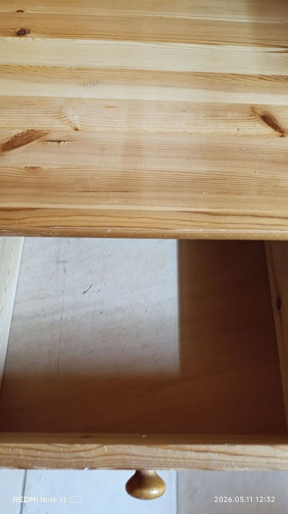 Caisson 3 tiroirs pin massif Bureau ou Chevet Meubles