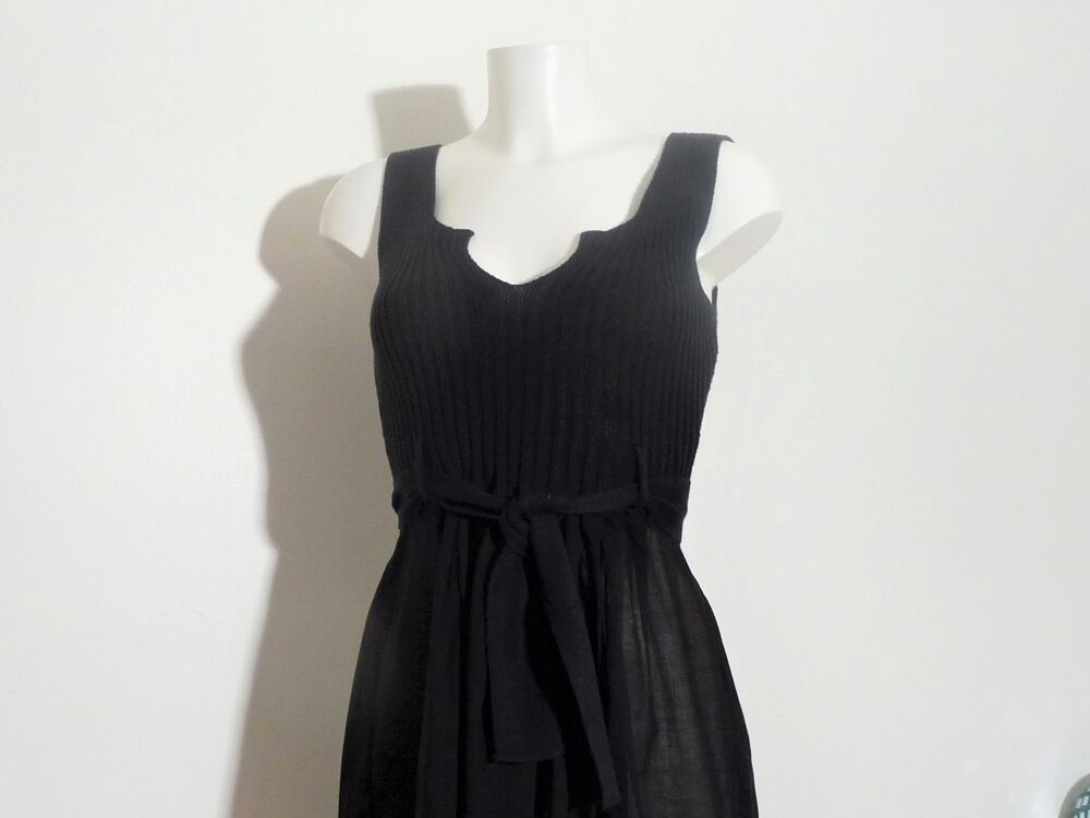 Tunique Longue/ Robe Bi Mati&egrave;re Noir et Ceinture- Cop Copine Vêtements