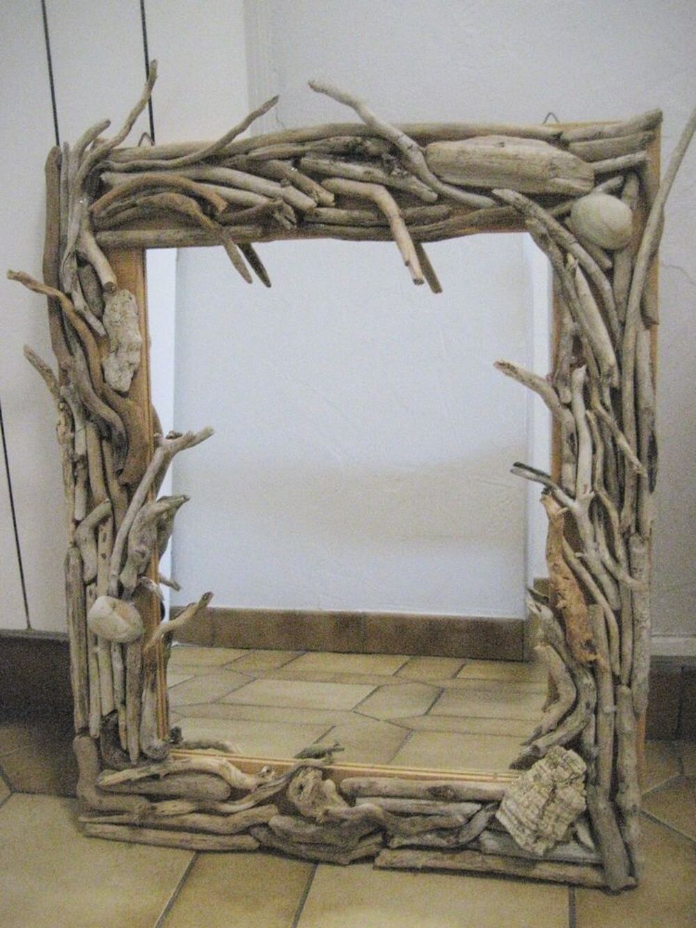 grand miroir bois flott&eacute; 48/60 NEUF Décoration