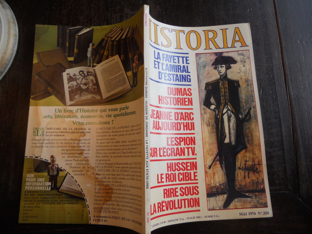 HISTORIA.LAFAYETTE ET L'AMIRAL D'ESTAING. DUMAS No 354 /1976 Livres et BD