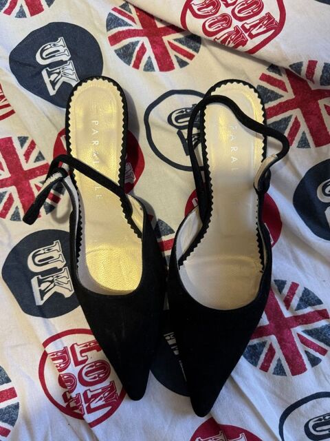 Escarpins Parallèle Paris daim velours noir slingback Précy-sur-Oise (60)