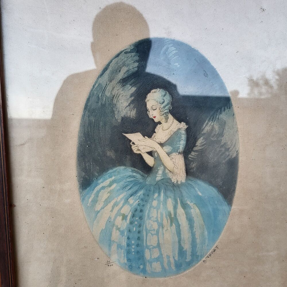 lithographie ancienne sign&eacute; 