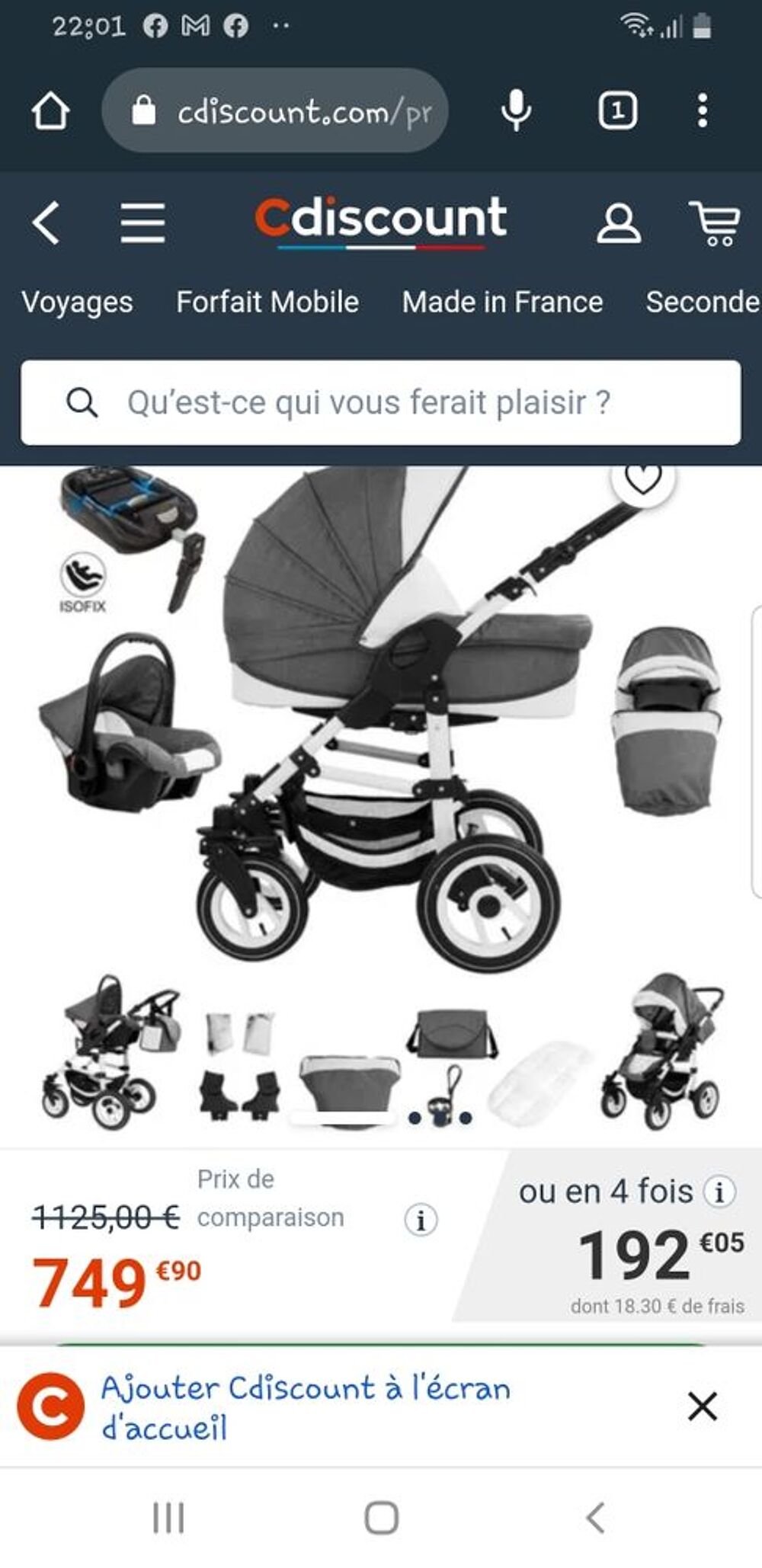 pousette trio Mobilier enfants