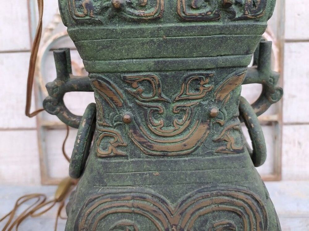 Lampe Style Vase Fanghu Bronze Archa&iuml;que Chine Vintage 60 