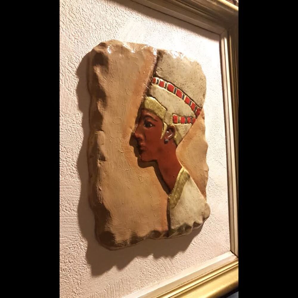 Tableau, buste N&eacute;fertiti, en relief Dcoration