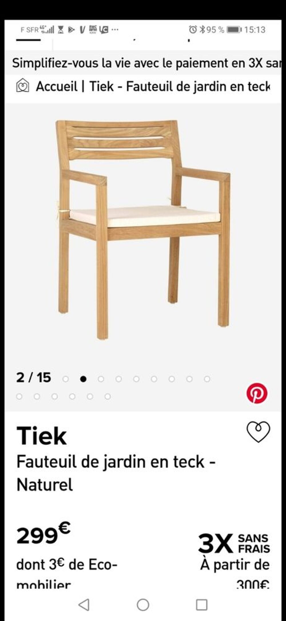 12 Fauteuil jardin teck habitat 80 euros Jardin