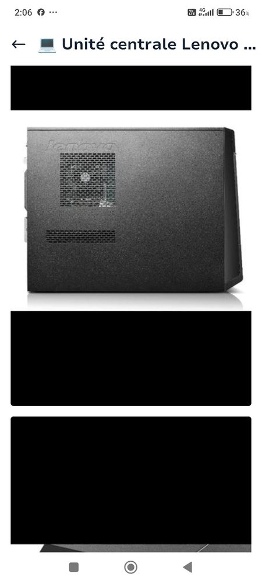 Unit&eacute; centrale Lenovo (&eacute;cran, souris et clavier filaire.) Matériel informatique