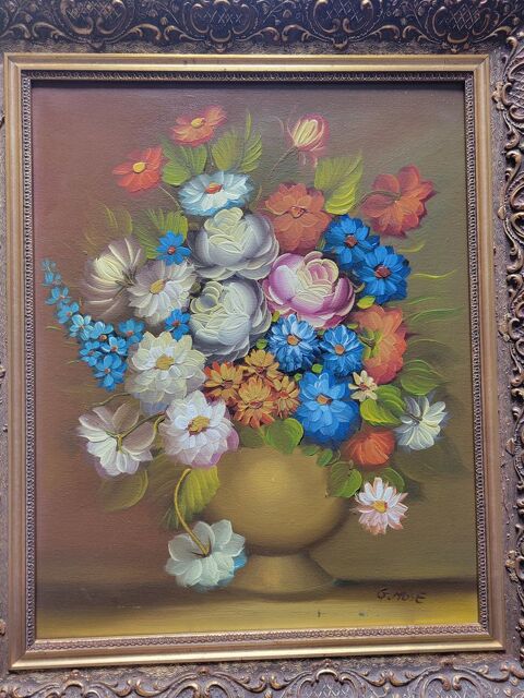 Tableau peint bouquet de fleurs de l'artiste G.Mose 50 Saint-Quentin (02)