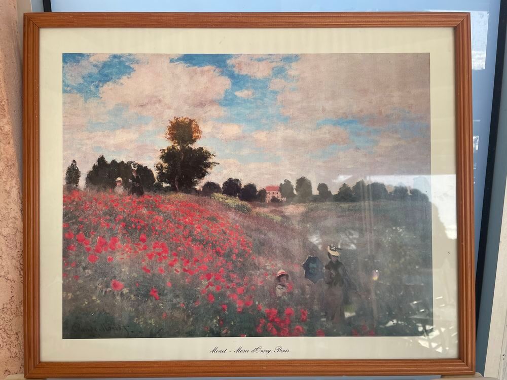 TABLEAU VITR&Eacute; dessin de Claude Monet Décoration