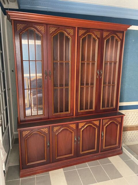 Grand vaisselier vitrine 2 corps bois foncé style classique Sainte-Anne (97)