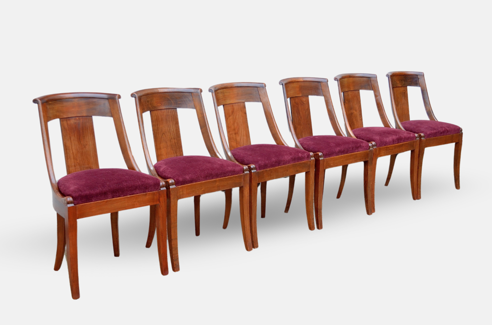 6 Chaises Gondole Style Empire En Acajou Meubles