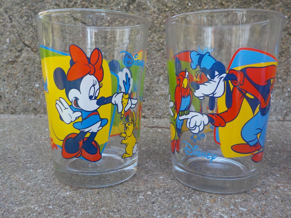 LOT DE 3 VERRES A MOUTARDE DECOR DISNEY :MICKEY MINNIE DINGO Cuisine