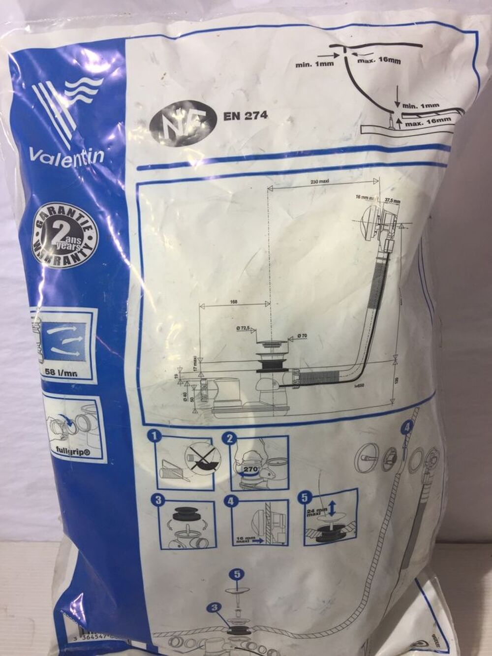 vidage baignoire automatique chrom&eacute; valentin Bricolage