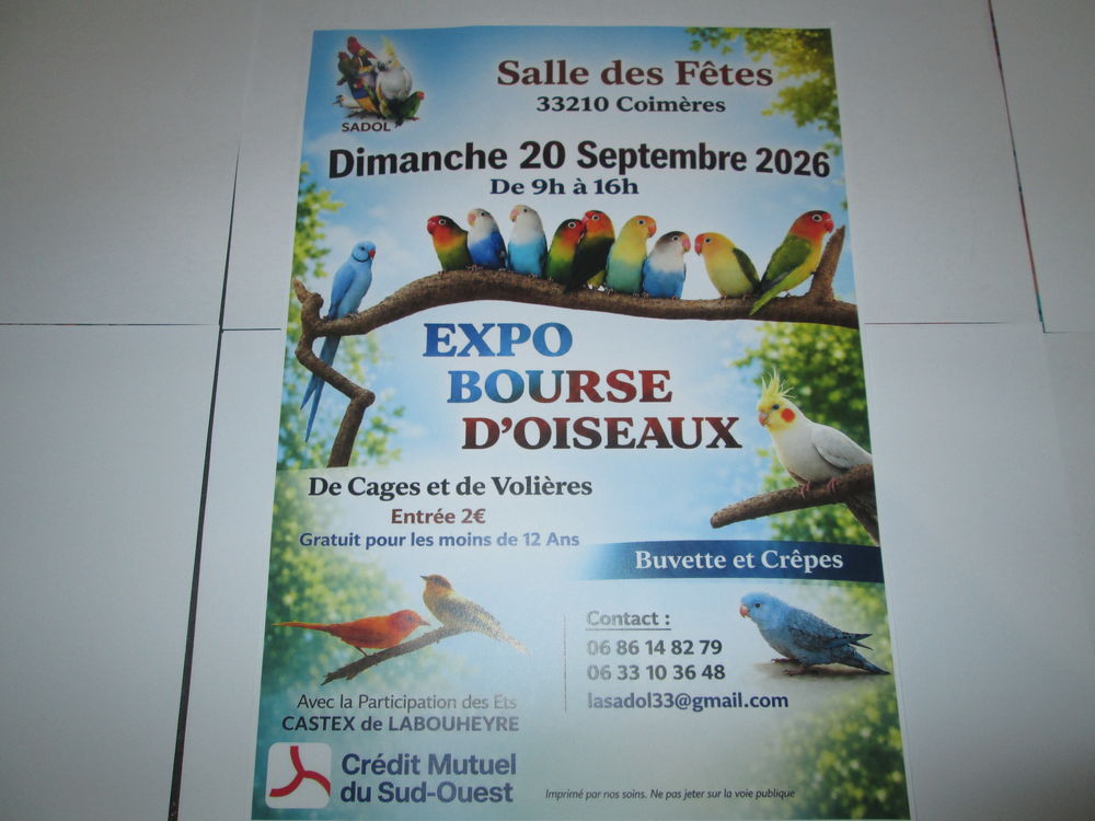   EXPO/BOURSE D'OISEAUX Coimères 33210 