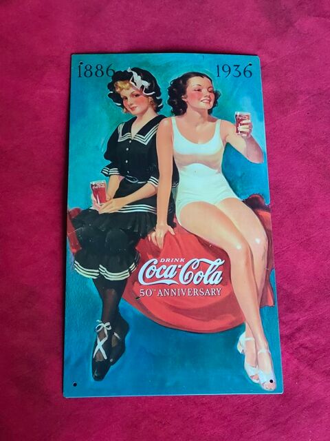 Plaque publicitaire coca cola 1886-1936 15 Avermes (03)