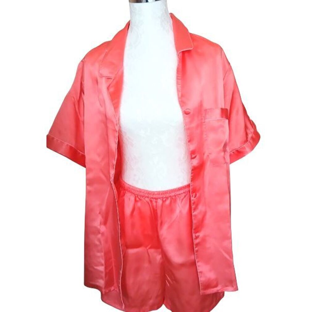 Ens nuit femme polyester effet Satin 2 pi&egrave;ces &agrave; manches 42/4 Vêtements