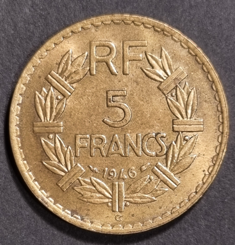  5 Francs Bronze-Alu Lavrillier 1946 C 0 Bziers (34)