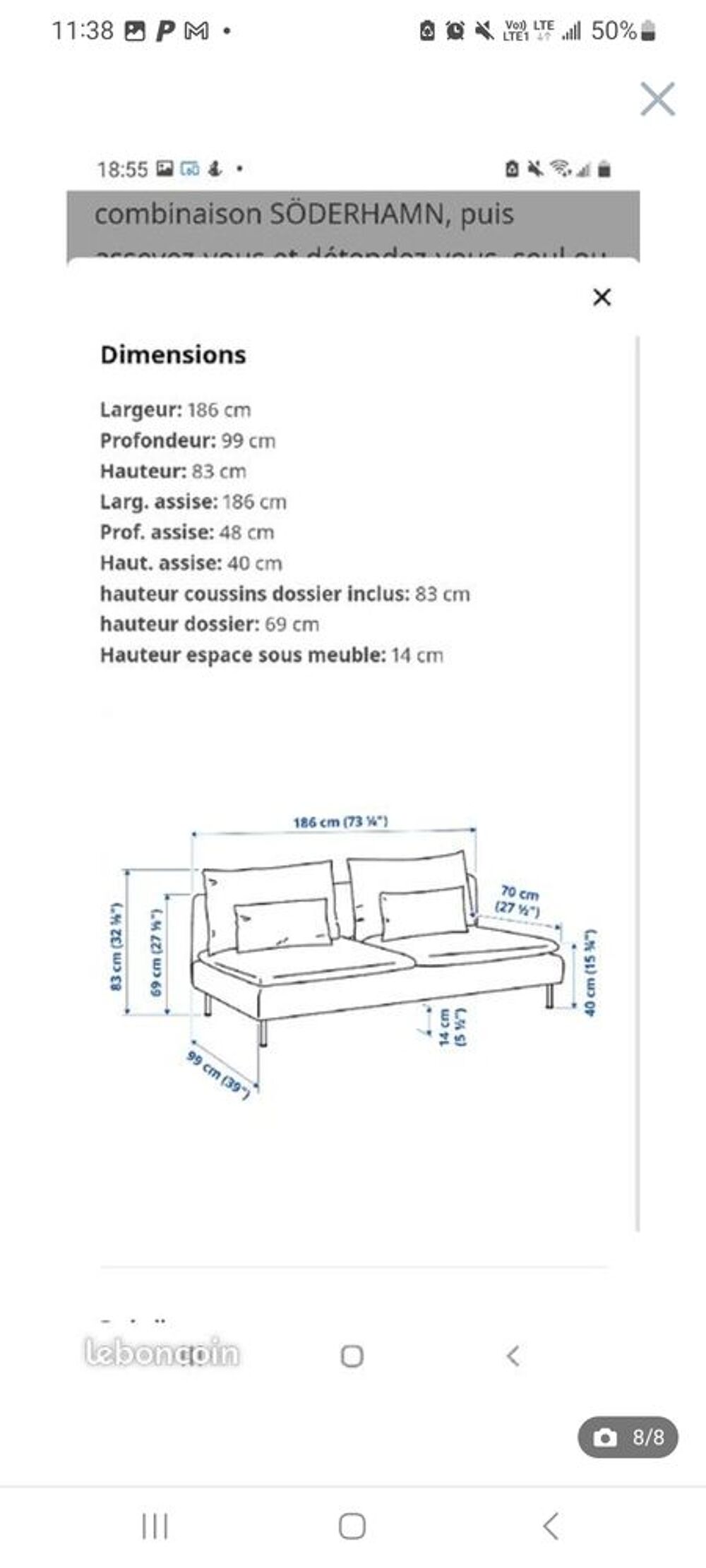 Canap&eacute; S&ouml;derhamn Ikea , Meubles