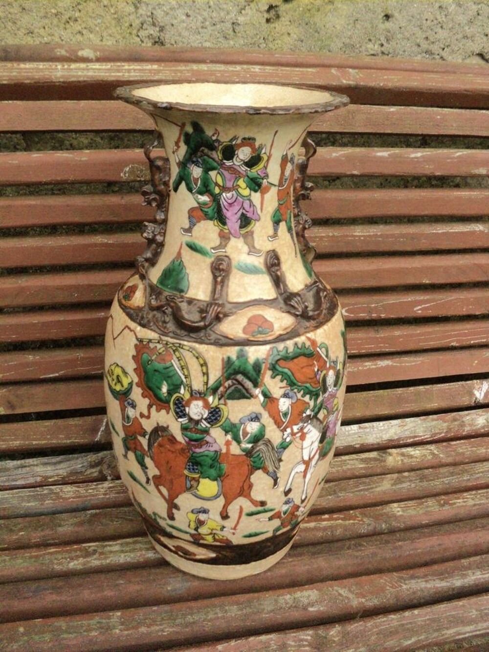 Ancien Grand Vase Chinois Porcelaine Chine Nankin Décoration