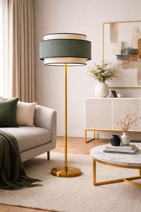 Abat-jour en jute bicolore vert kaki et beige 50 Paris 13 (75)