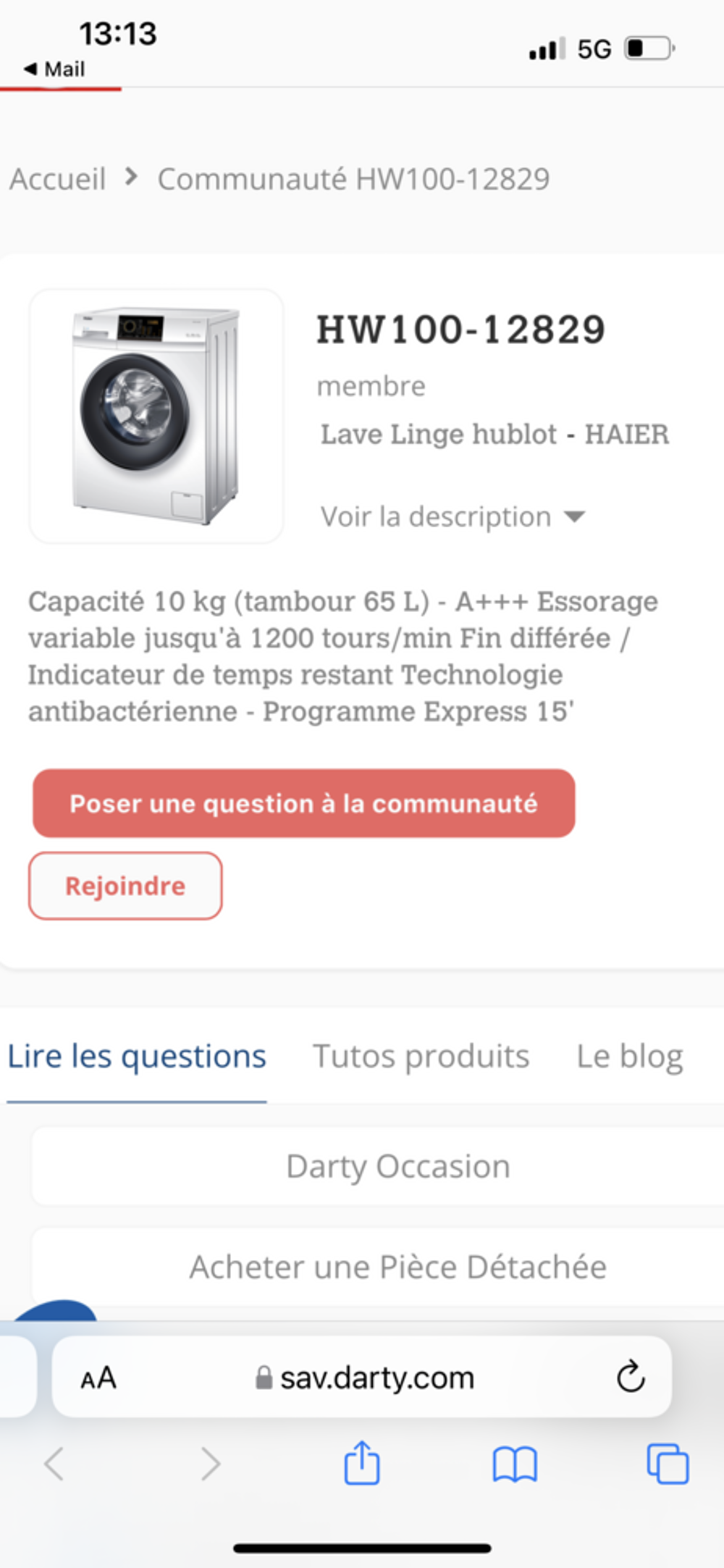 Machine &agrave; laver en parfait &eacute;tat Electroménager